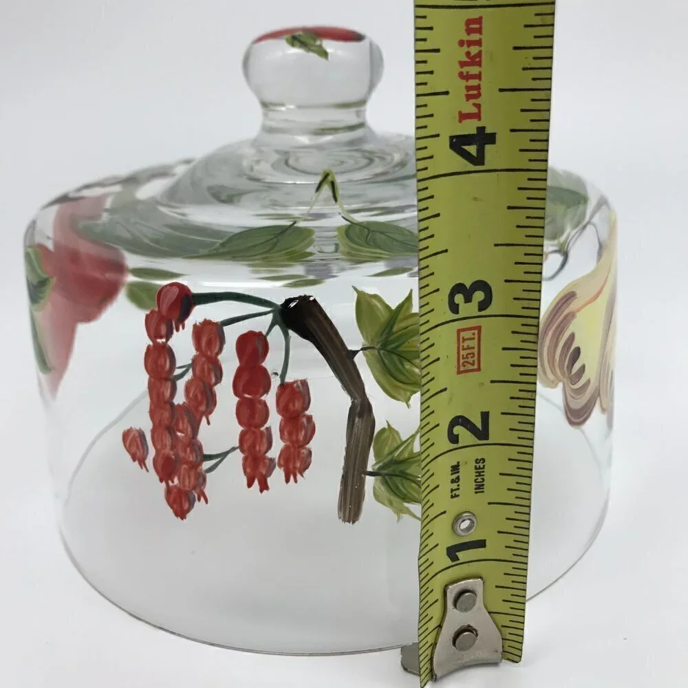 Cake Topper Hand Painted Glass Cottagecore with Fruit and Berries Entertain Host
